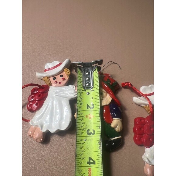 Lot Of 3 Christmas Expressions Ceramic Cowboy Hanging Ornaments Holiday - Picture 9 of 9